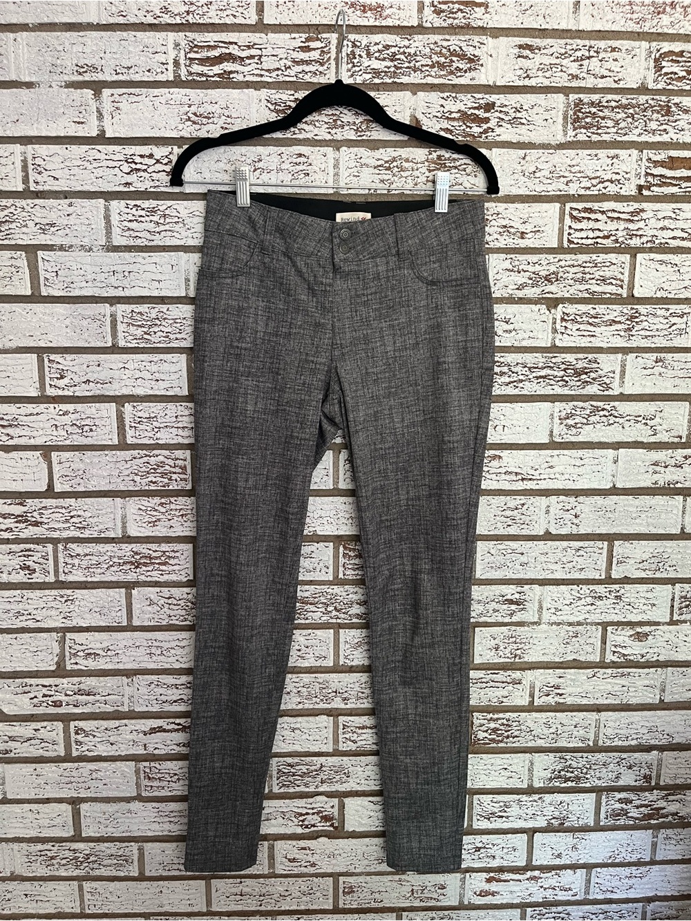 Rewind Gray Mid to Low Rise Skinny Office Siren Trousers Tailored Career Pants